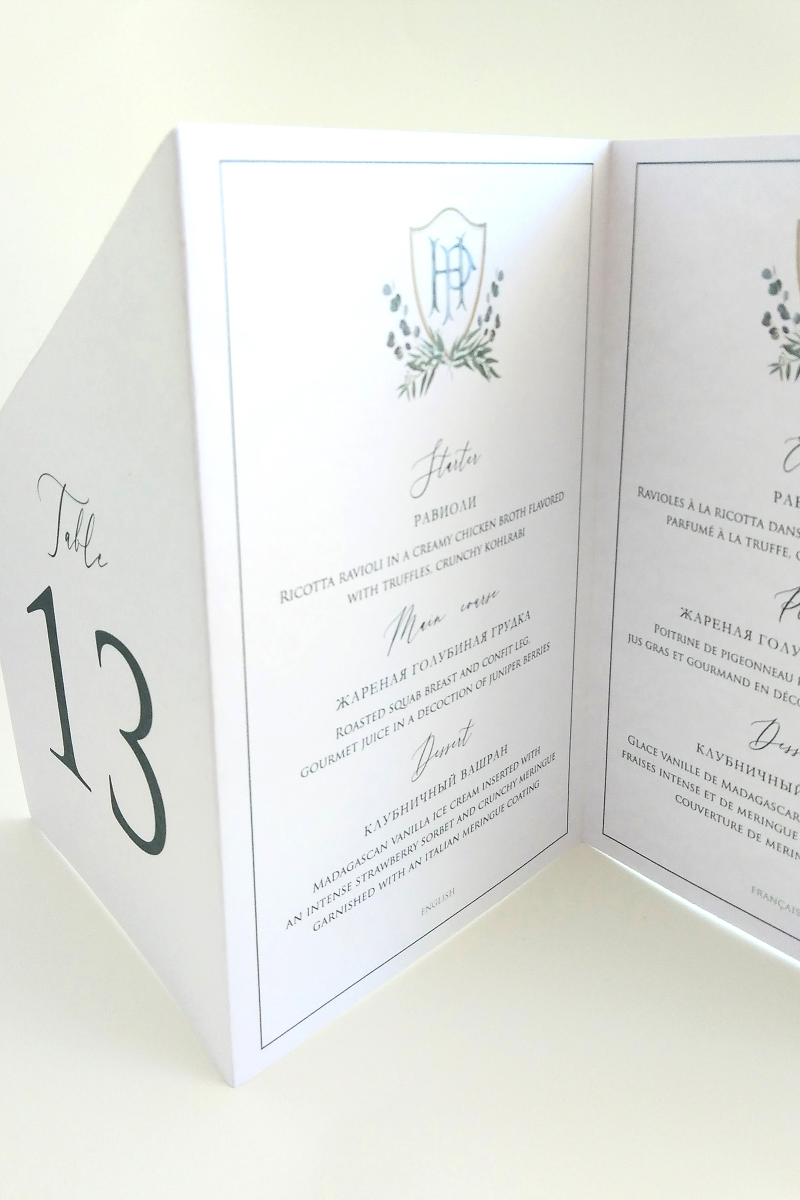 menu tablenumber trifold combo